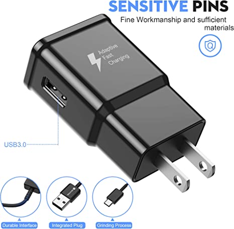 Galaxy S9, Adaptive Fast Charging Wall Charger Kit Set with USB-C Cable, Compatible with Samsung Galaxy S10/ S8/ S9 + Note8/ Note9