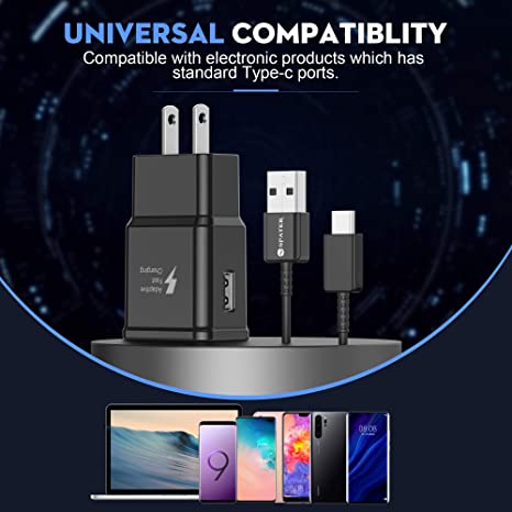 Galaxy S9, Adaptive Fast Charging Wall Charger Kit Set with USB-C Cable, Compatible with Samsung Galaxy S10/ S8/ S9 + Note8/ Note9
